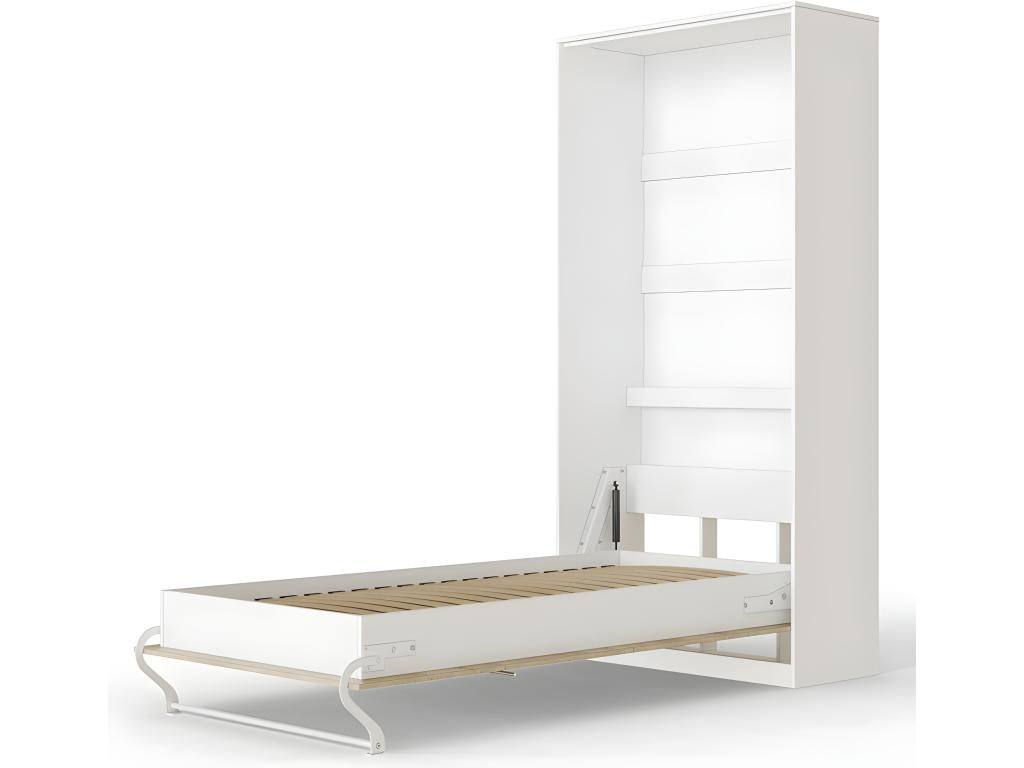 Wall-Mounted Murphy Bed 90x200cm Vertical Folding Bed Wall Bed Furniture White/Oak Furniture