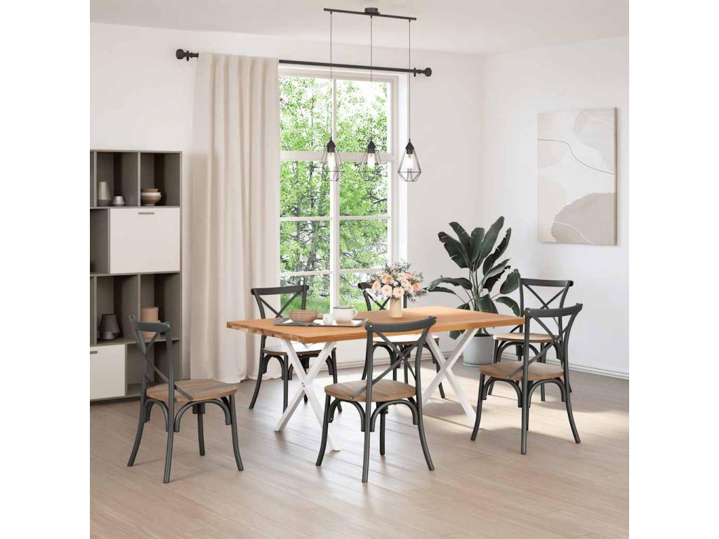 Light brown rectangular solid oak wood dining table XNSM78399