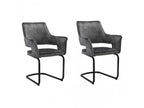 Set of 2 chairs in dark grey fabric with black metal legs - Meublori