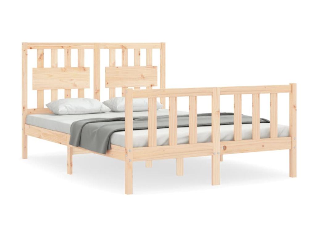 Bed frame with headboard, small double bed, solid wood