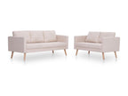 Sofa Set 2 Cream Fabric 168x70x73 cm 02 0020268