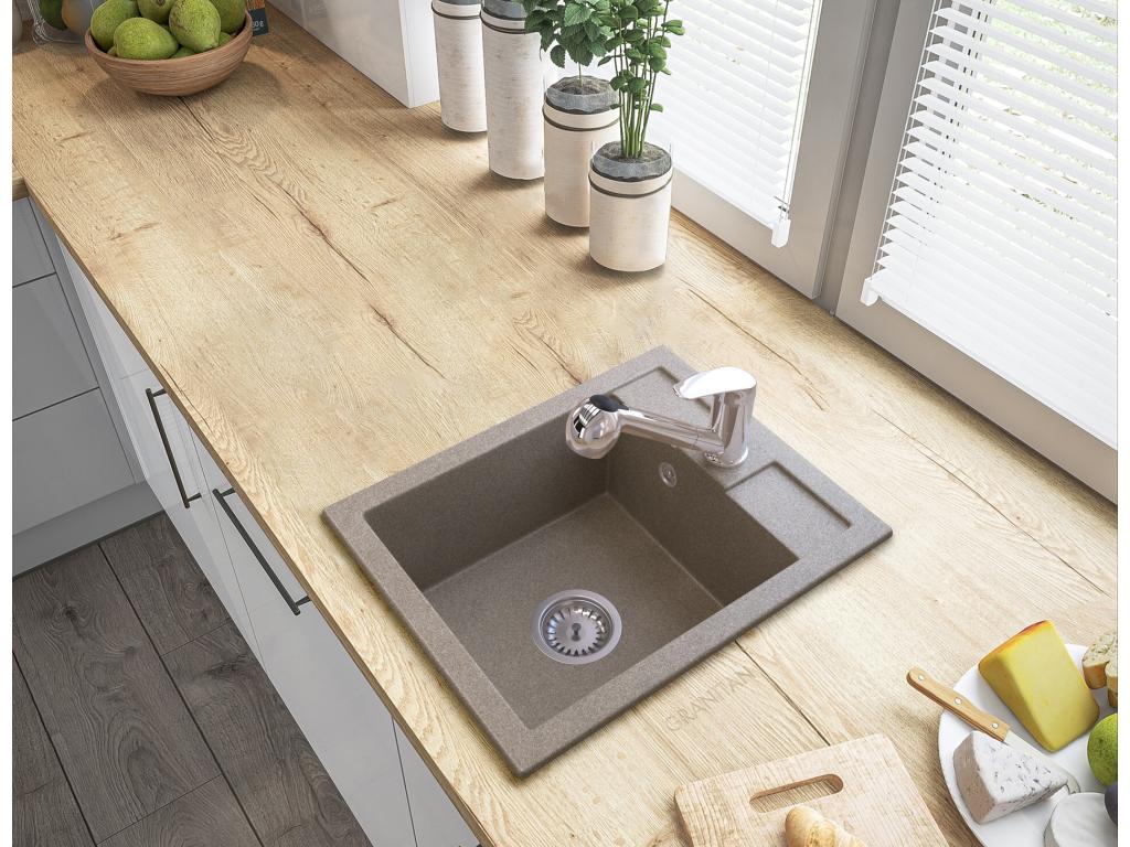 CHROME-PLATED MANUAL KITCHEN MIXER WITH PULL-OUT SPRAY HEAD