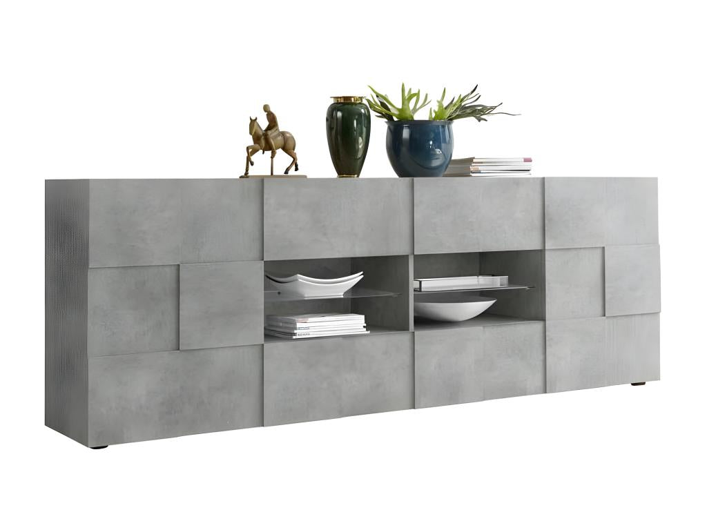 2-door, 4-drawer sideboard in light waxed concrete - Meublori