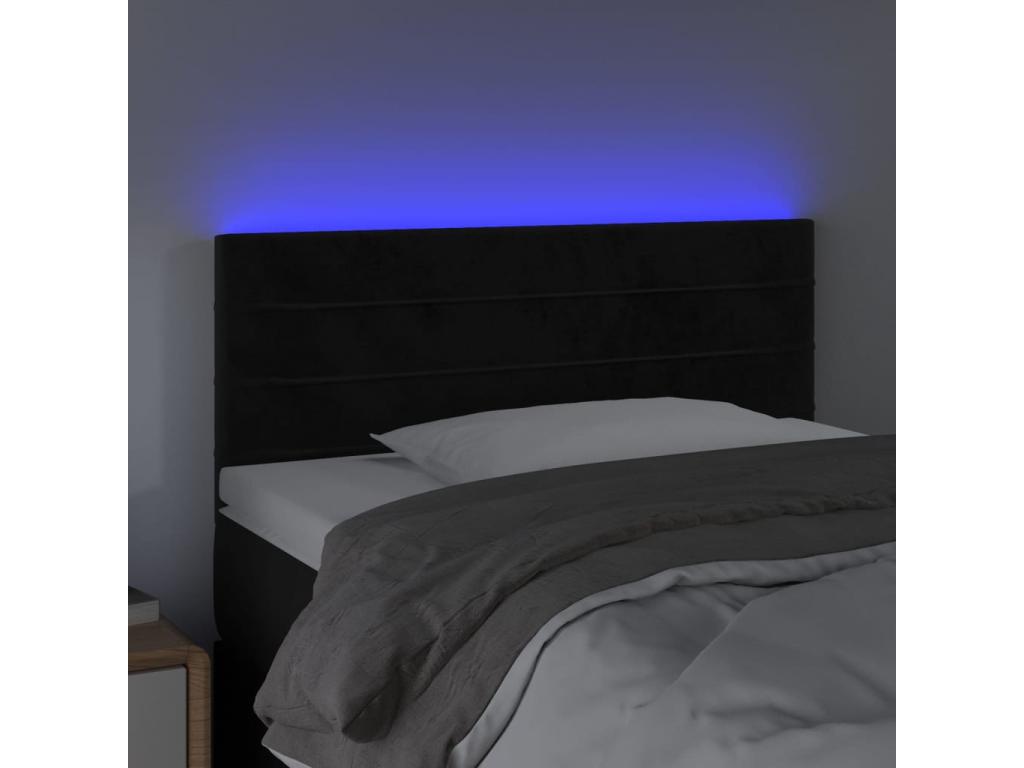 Black LED Headboard 100x5x78-88 Velvet AJCP52746