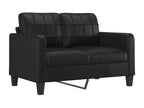 3-piece sofa set with cushions, black faux leather
