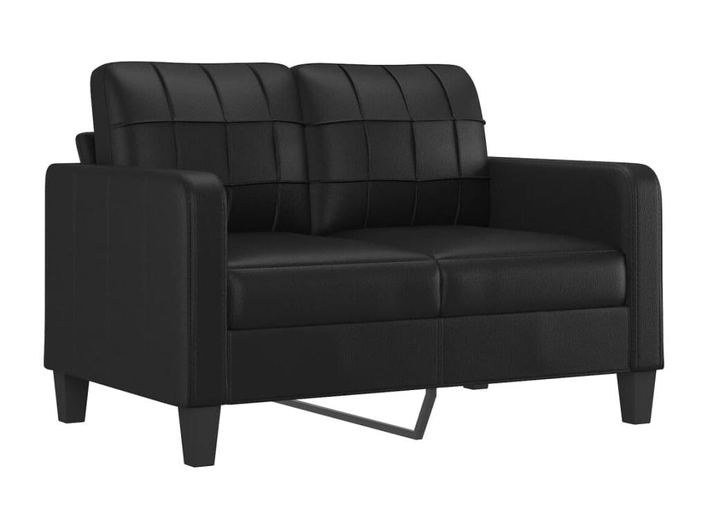 3-piece sofa set with cushions, black faux leather