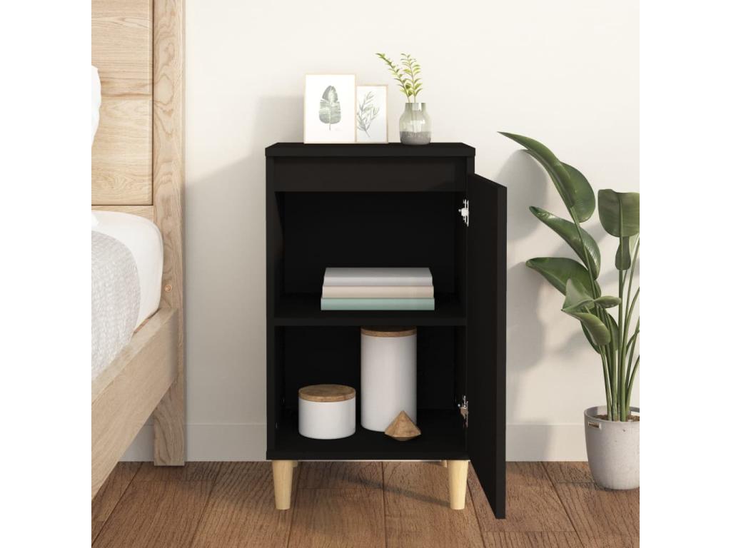 Black bedside table 40x35x70 engineered wood