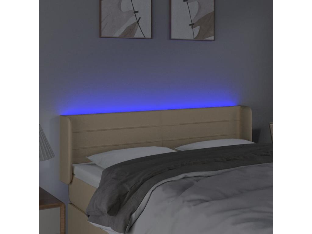 Cream LED Headboard 147x16x78/88 cm Fabric