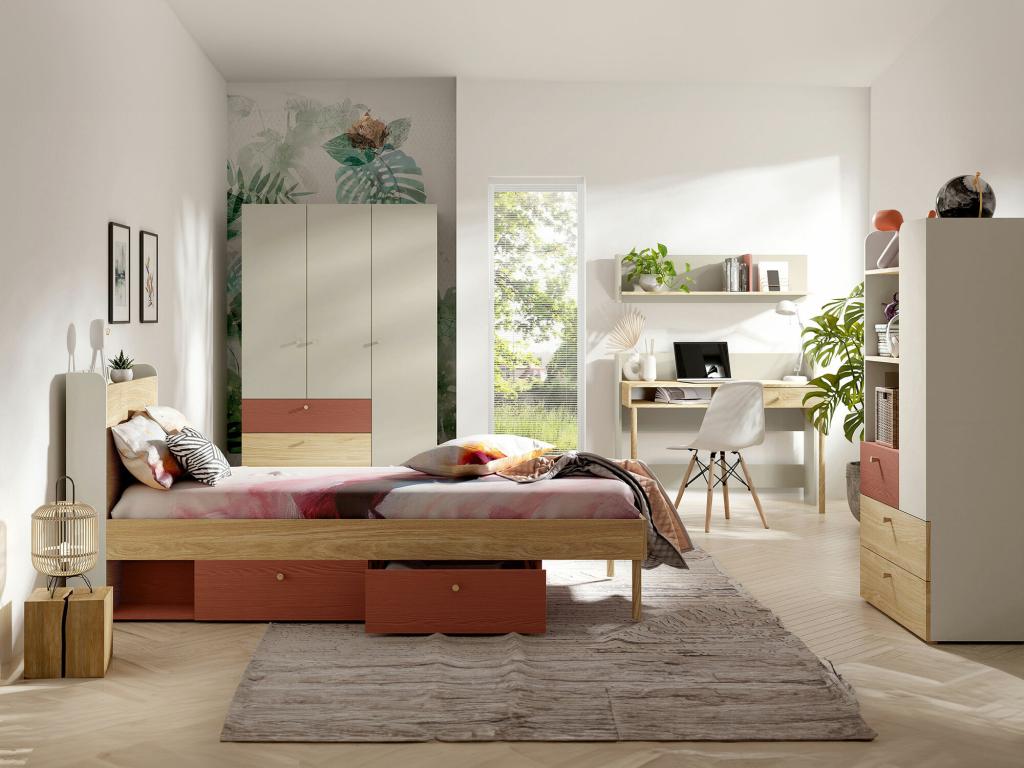 Meublori 100 Wardrobe - Beige - Oak 185x120x60cm