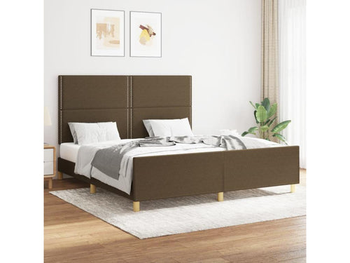 Bed frame with headboard, dark brown, 160x200 cm, fabric