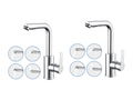 2pcs Meublori Max Chrome Basin Tap 360° Rotating Bathroom Faucet Hot/Cold Water Single Lever Mixer Tap