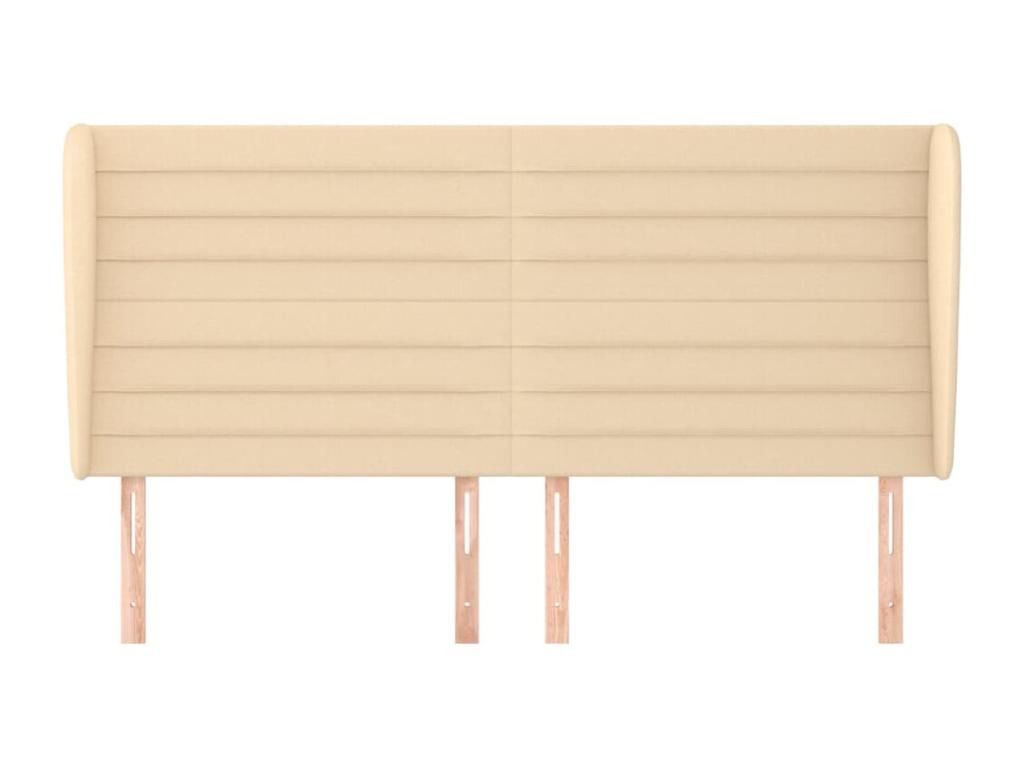 Headboard with wings, Cream, 203x23x118/128 cm, Fabric