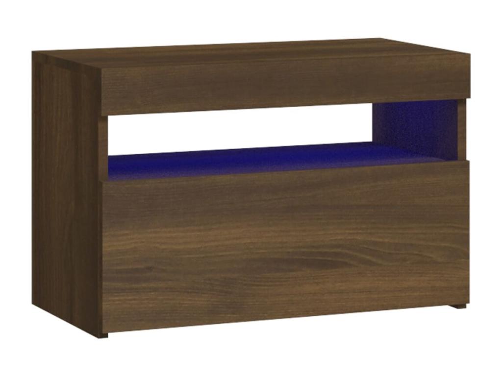 Bedside table with LED lighting, brown oak, 60x35x40 cm