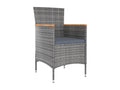 9-piece garden dining set and cushions, grey woven resin