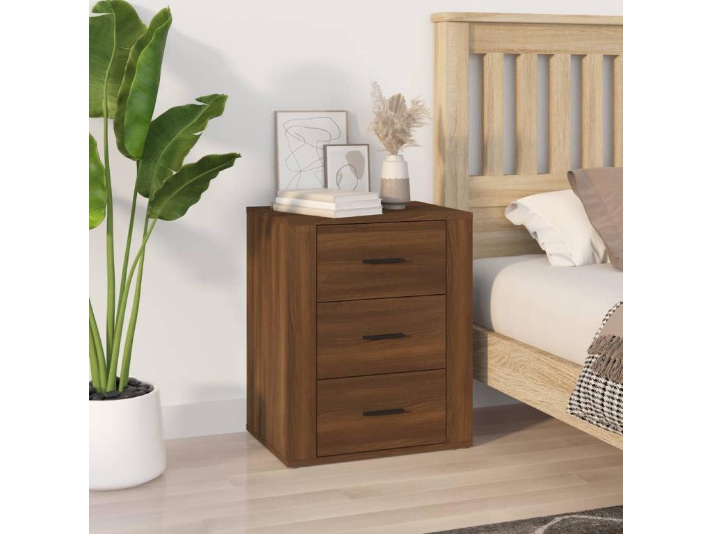Bedside table, brown oak, 50x36x60 cm, engineered wood