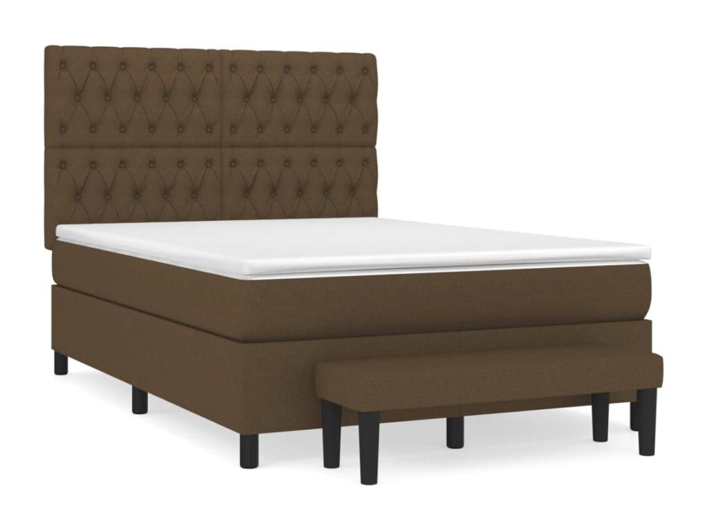 Upholstered bed base with mattress, dark brown, 140x200 cm