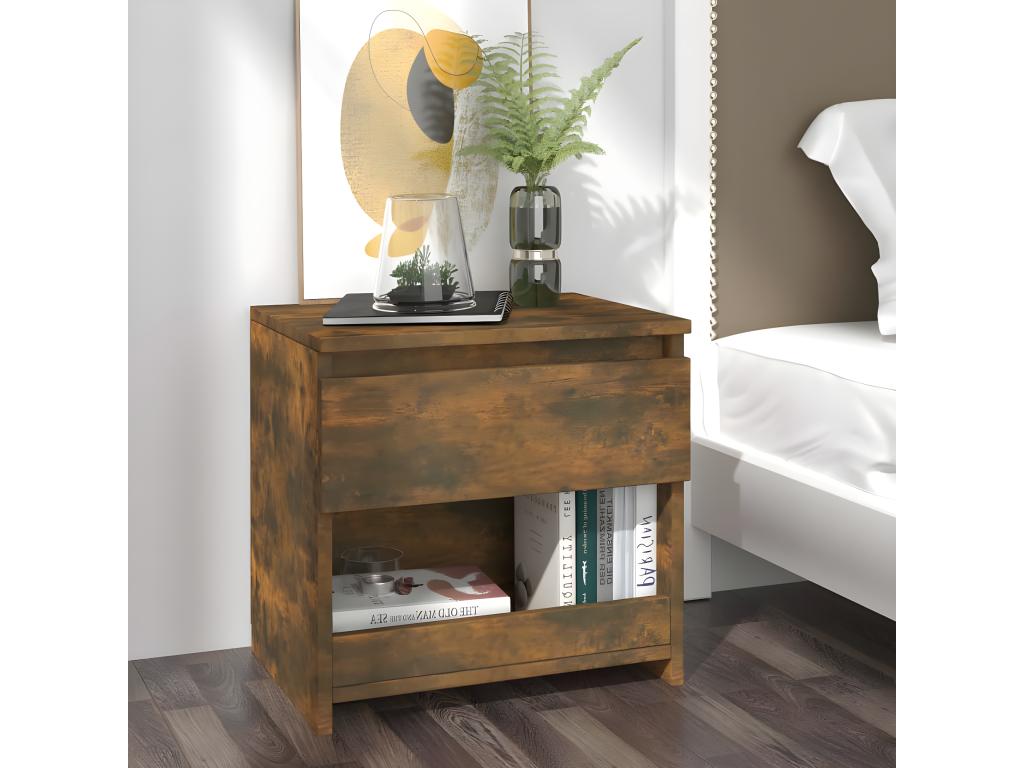 2-piece bedside tables, smoked oak, 40x30x39 cm, engineered wood