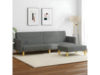 2-seater sofa bed with footrest, dark grey fabric