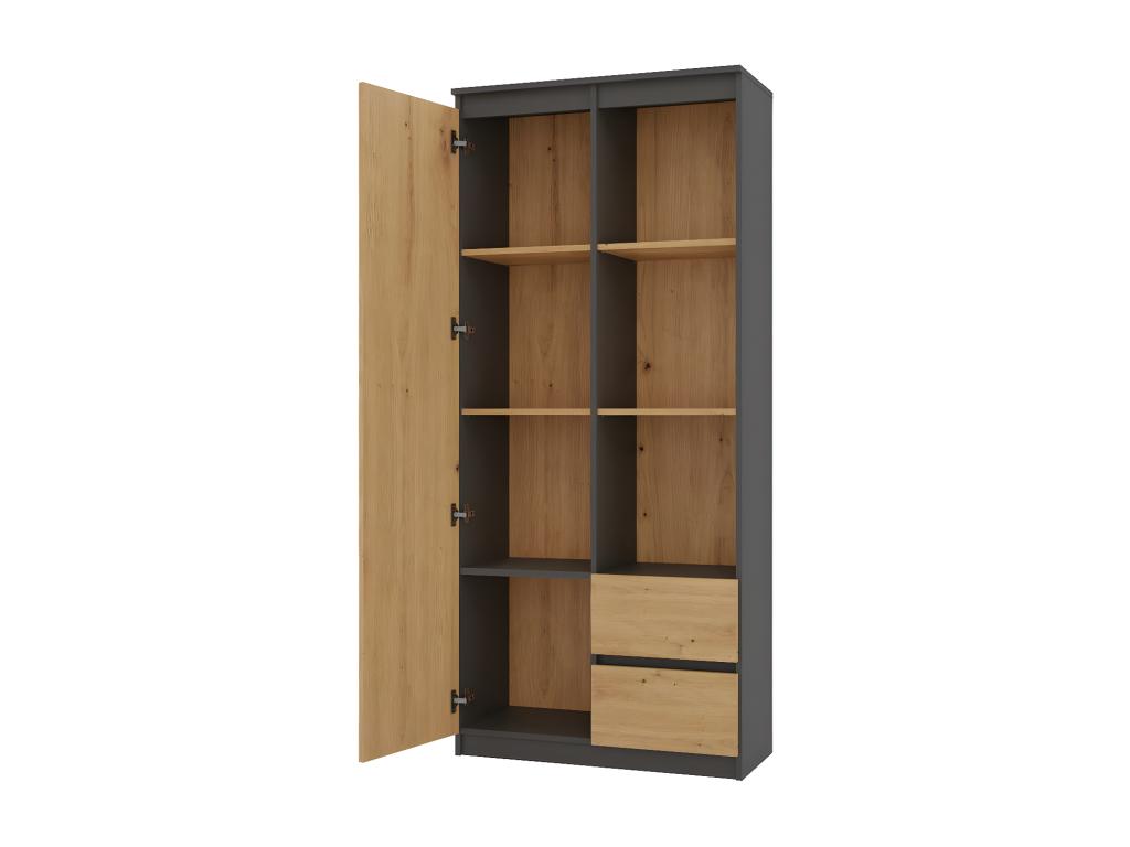 Meublori - 1-Door, 2-Drawer Bookcase for Office or Bedroom - 180x80x35 cm - Storage Unit