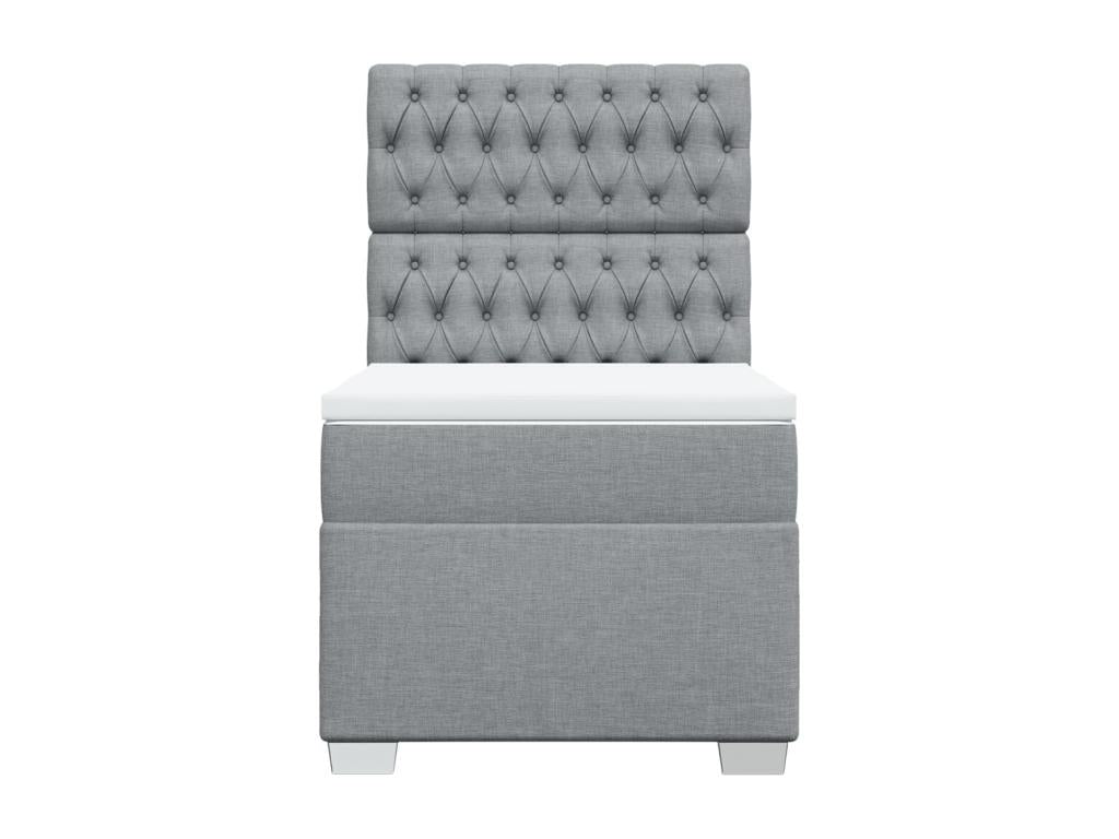 Meublori bed base with light grey mattress 100x200cm fabric