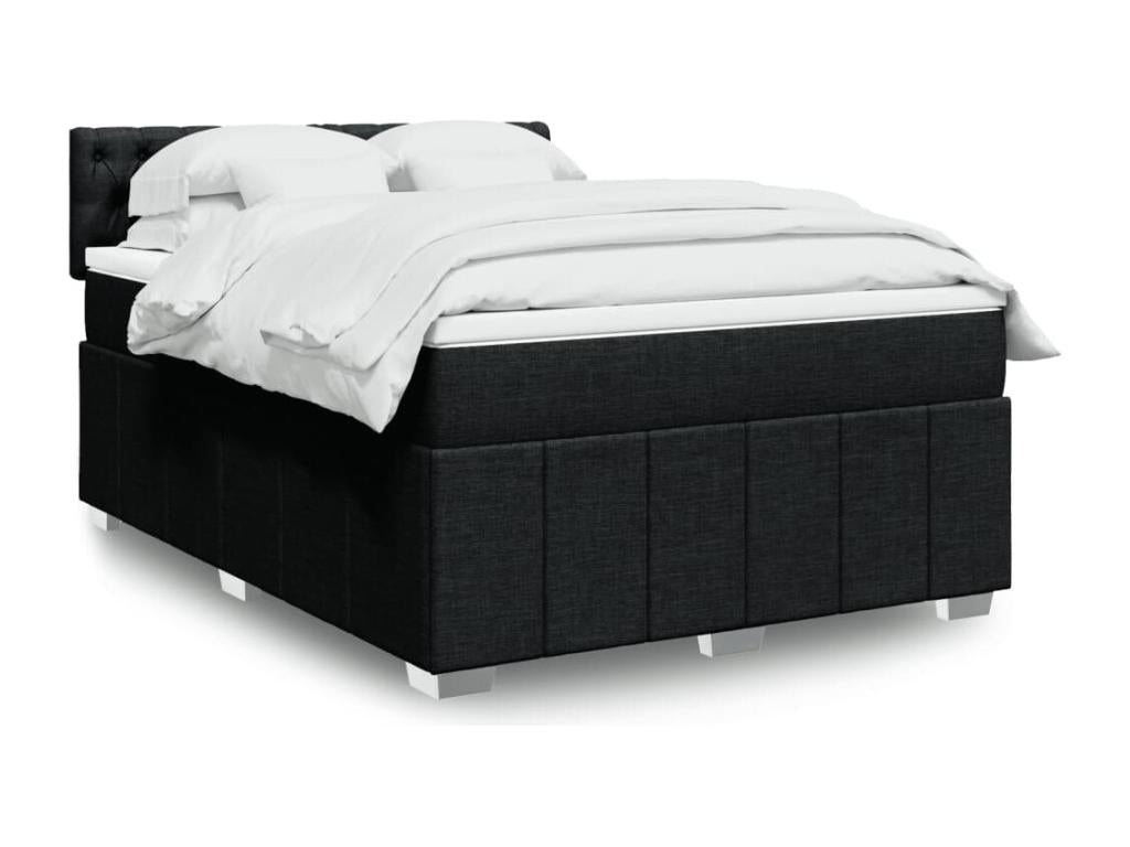 Meublori bed base with black mattress, 140x200 cm, fabric