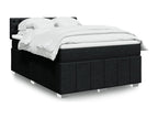 Meublori bed base with black mattress, 140x200 cm, fabric
