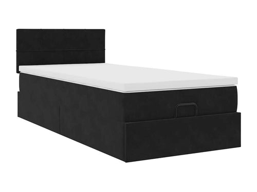 Ottoman bed frame with black 90x190 cm velvet mattress