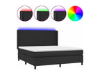 Upholstered bed base with mattress and LED lighting, black, 180x200cm, faux leather