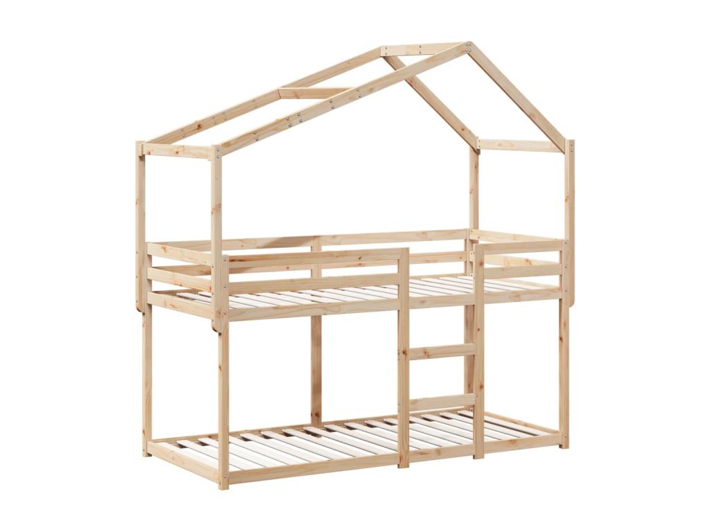 Bunk bed with roof, 90x190 cm, solid pine wood