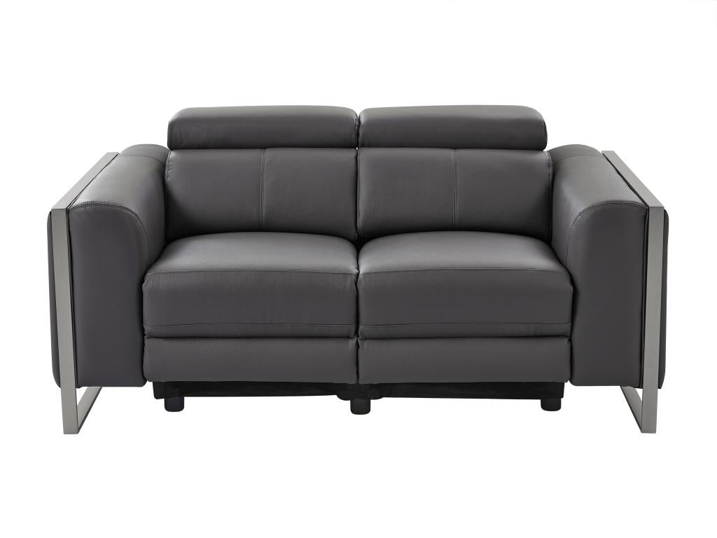 Meublori 2-seater electric sofa in anthracite grey leather
