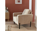 Beige corduroy armchair - Meublori - Fixed 1-seater sofa with metal legs