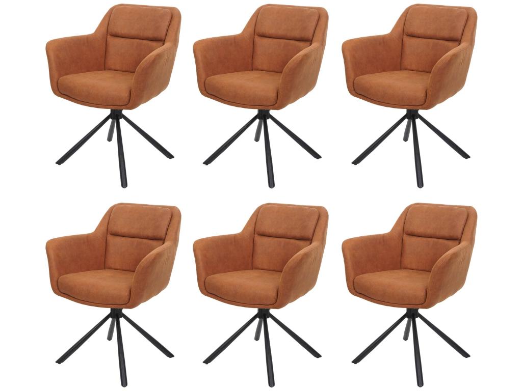 Set of 6 Meublori-K33 dining chairs - kitchen chair - swivel, auto-position - fabric/textile - brown suede look