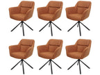 Set of 6 Meublori-K33 dining chairs - kitchen chair - swivel, auto-position - fabric/textile - brown suede look