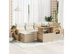 7-piece beige resin wicker garden furniture set with cushions by Meublori