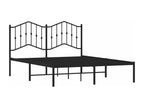 Metal bed frame without mattress, with black headboard, 140x200cm