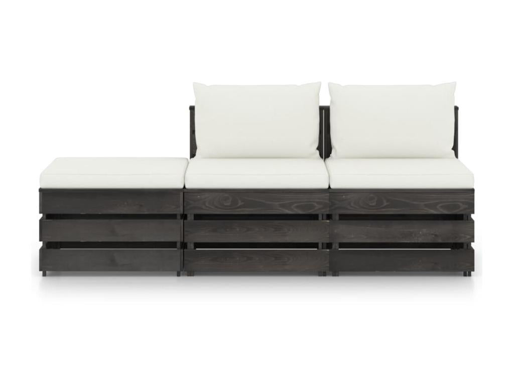 3-piece garden furniture set with cushions, grey impregnated wood, 13