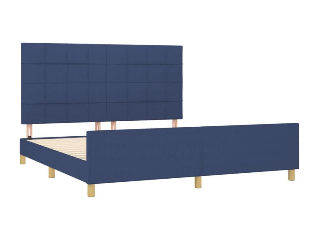 Bed frame with headboard, blue, 160x200 cm, fabric
