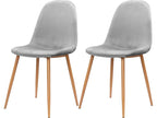 Meublori - Set of 2 dining chairs in grey velvet with oak legs