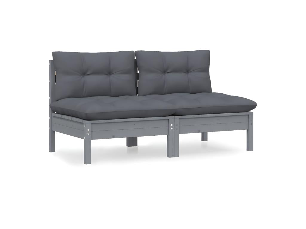 2-seater garden sofa with anthracite cushions, pine wood