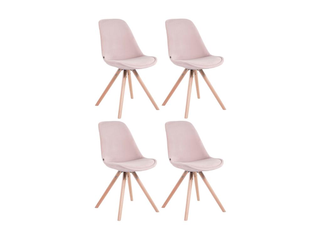 Set of 4 dining chairs - Velvet/Wood - Pink - Meublori