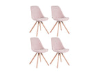Set of 4 dining chairs - Velvet/Wood - Pink - Meublori