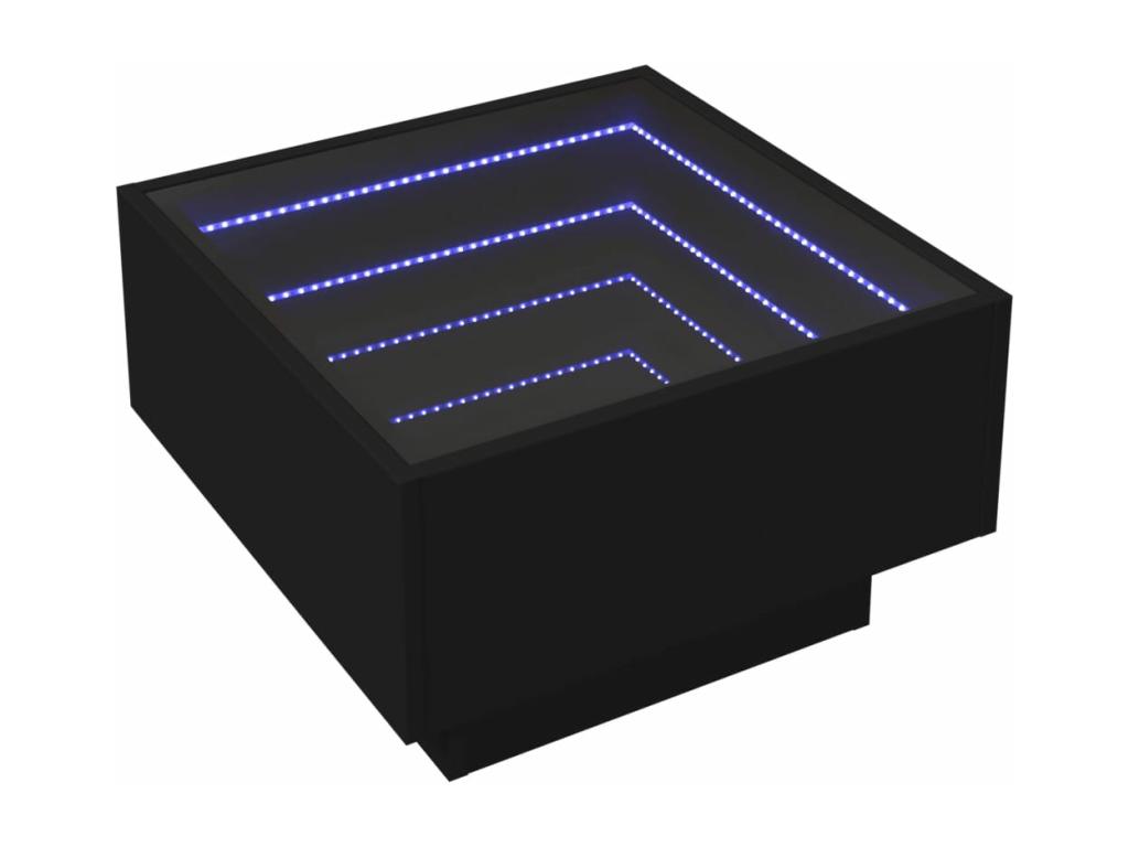Coffee table with LED, black, 50x50x30 cm, engineered wood
