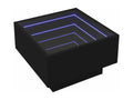Coffee table with LED, black, 50x50x30 cm, engineered wood