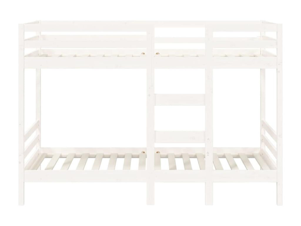 Bunk bed without mattress, white, 80x200 cm, solid pine wood