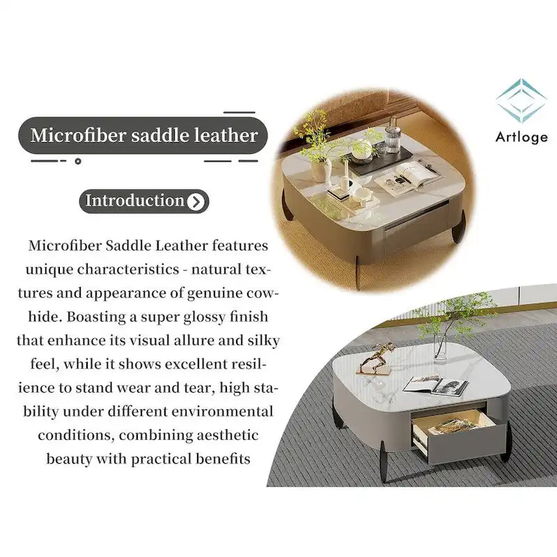 Modern Square Coffee Table with 2 Drawers,White End Table 31.5 Mecha Styling ( large/small tables Separate for sale)