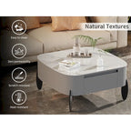 Modern Square Coffee Table with 2 Drawers,White End Table 31.5 Mecha Styling ( large/small tables Separate for sale)