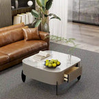 Modern Square Coffee Table with 2 Drawers,White End Table 31.5 Mecha Styling ( large/small tables Separate for sale)