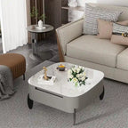 Modern Square Coffee Table with 2 Drawers,White End Table 31.5 Mecha Styling ( large/small tables Separate for sale)