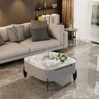 Modern Square Coffee Table with 2 Drawers,White End Table 31.5 Mecha Styling ( large/small tables Separate for sale)