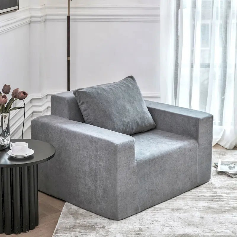 Plain Grey Modern 40.2 Accent Chair with Pillow